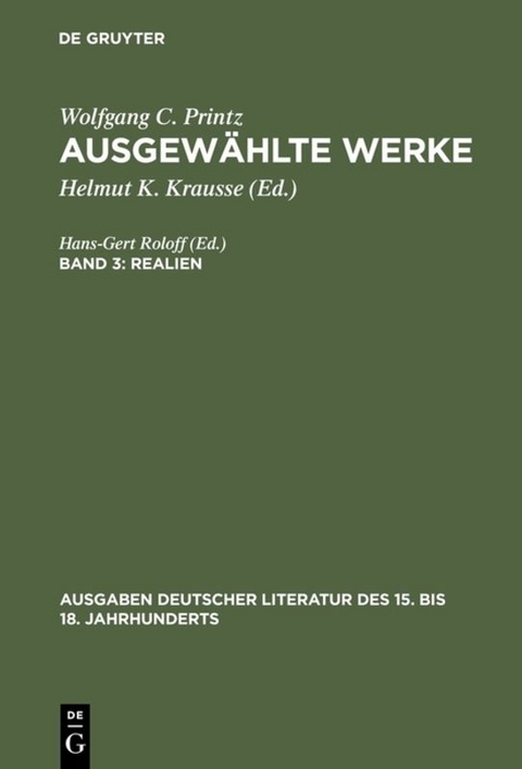 Wolfgang C. Printz: Ausgewählte Werke / Realien - Wolfgang Caspar Printz