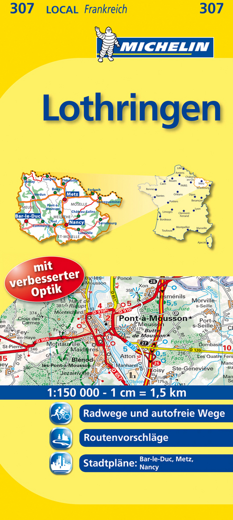 Michelin Karte Lothringen. Meurthe et Moselle, Meuse, Moselle