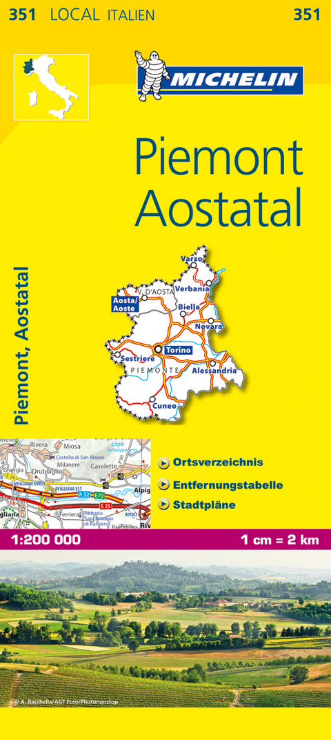 Michelin Karte Piemont, Aostatal. Piemonte, Valle d' Aosta