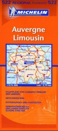 Michelin Auvergne, Limousin 1 : 275 000