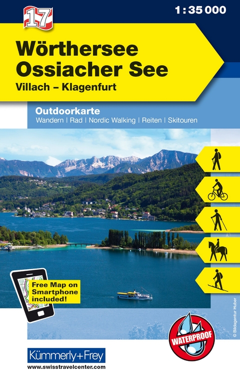Kümmerly+Frey Outdoorkarte Österreich 17 Wörthersee, Ossiacher See 1:35.000