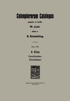 A. Klima Curculionidae: Erirrhininae -  S. Schenkling
