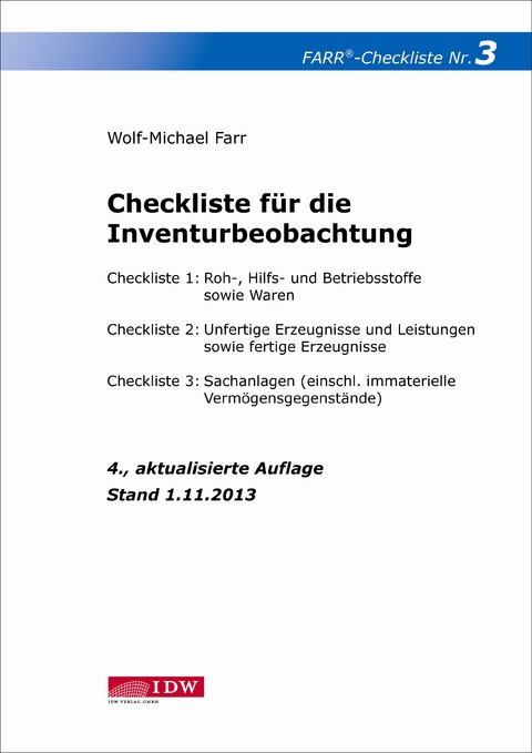 Checkliste 3 für die Inventurbeobachtung - Wolf-Michael Farr