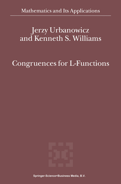 Congruences for L-Functions - J. Urbanowicz, Kenneth S. Williams