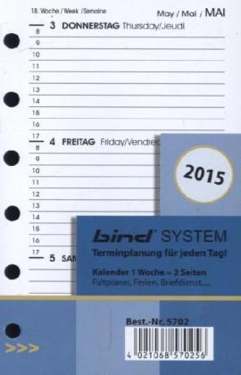 Systemplaner A7, Einlagenblätter Kalender (Nr.B-5702) 2015