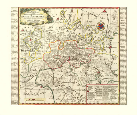 Historische Karte: Amt Senftenberg, 1757 (Plano) - Peter (der Jüngere) Schenk