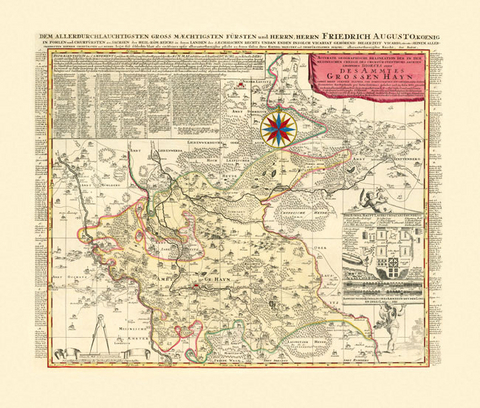 Historische Karte: Amt Großenhain 1730 (Plano) - Peter (der Jüngere) Schenk