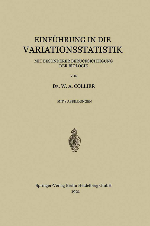 Einführung in die Variationsstatistik - Werner Adalbert Collier