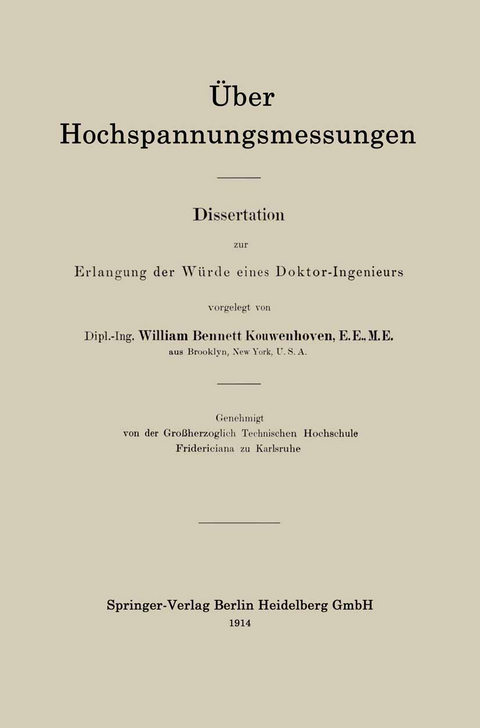 Über Hochspannungsmessungen - William Bennett Kouwenhoven