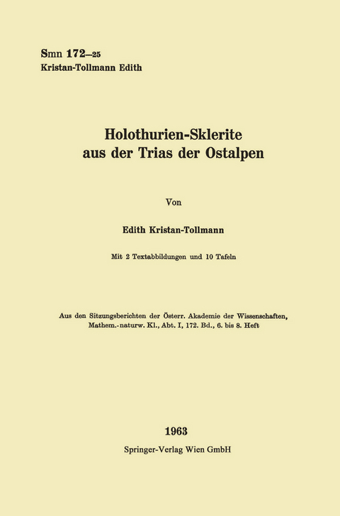 Holothurien-Sklerite aus der Trias der Ostalpen - Edith Tollmann