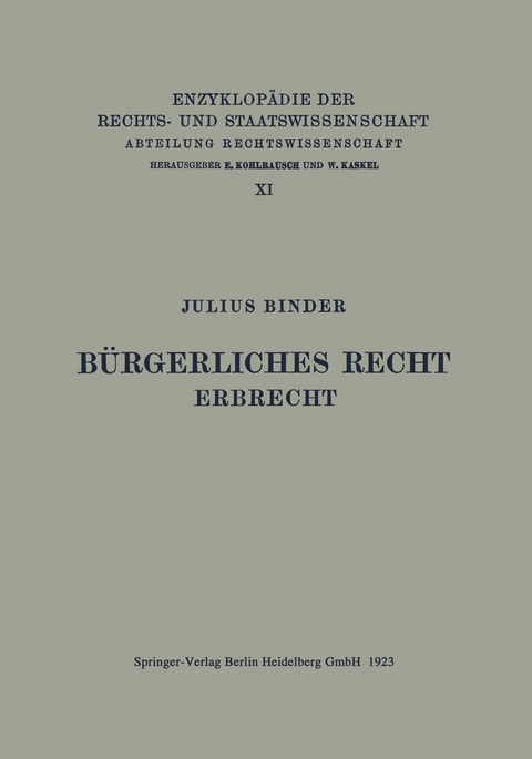 Bürgerliches Recht Erbrecht - Julius Binder
