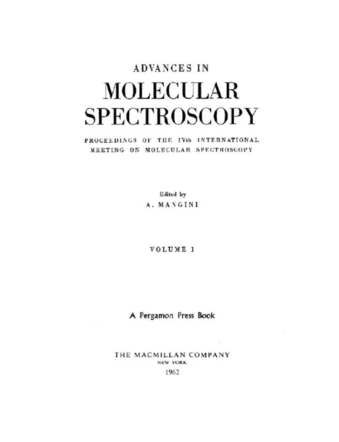 Advances in Molecular Spectroscopy - 