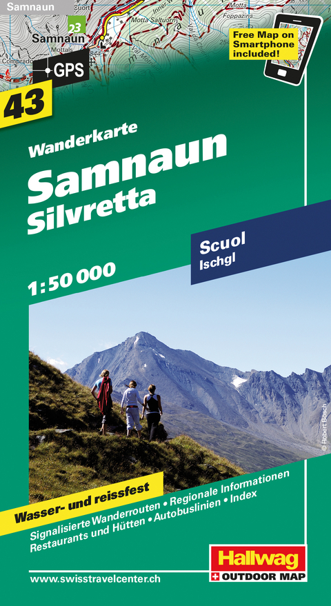 Samnaun, Silvretta Wanderkarte Nr. 43, 1:50 000