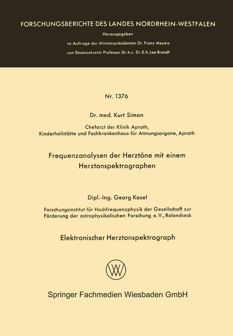 Frequenzanalysen der Herztöne mit einem Herztonspektrographen. Elektronischer Herztonspektrograph - Kurt Simon