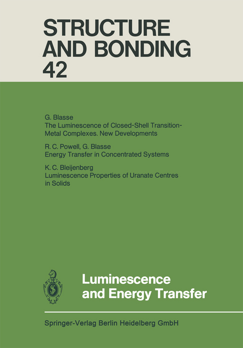 Luminescence and Energy Transfer - Xue Duan, Lutz H. Gade, Gerard Parkin, Kenneth R. Poeppelmeier, Fraser Andrew Armstrong, Mikio Takano, David Michael P. Mingos