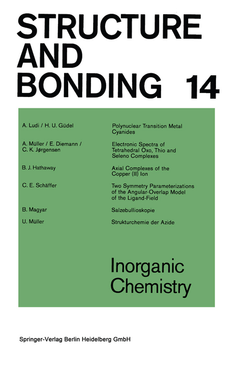 Inorganic Chemistry - A. Ludi, H. U. Güdel, A. Müller, E. Diemann, C. K. Jørgensen, B. J. Hathaway, C. E. Schäffer, B. Magyar, U. Müller