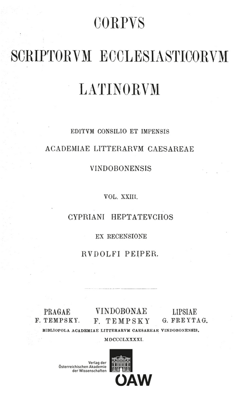 Cypriani Galli poetae heptateuchos accedunt incertorum de Sodoma et Iona et ad senatorem carmina et Hilarii quae feruntur in Genesin, de Maccabaeis atque de Evangelio - 