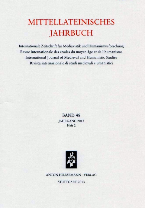 Mittellateinisches Jahrbuch. Internationale Zeitschrift für Mediävistik und Humanismusforschung