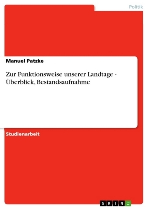 Zur Funktionsweise unserer Landtage - Überblick, Bestandsaufnahme - Manuel Patzke