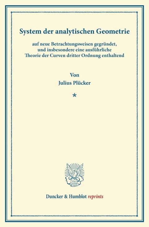 System der analytischen Geometrie, - Julius Plücker