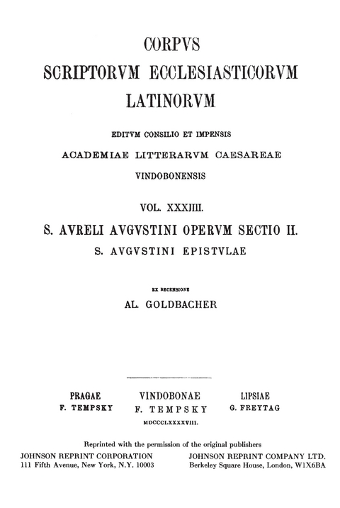 Sancti Aureli Augustini operum, sectio II. Hipponiensis episcopi epistulae, pars II: Epistulae XXXI—CXXIII - 
