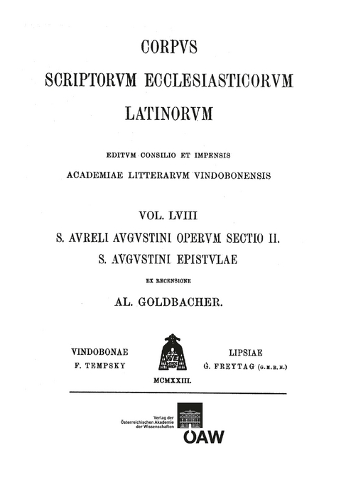 Sancti Aureli Augustini operum sectio II. Sancti Aureli Augustini Hipponiensis episcopi epistulae, pars V: Praefatio editoris et indices - 