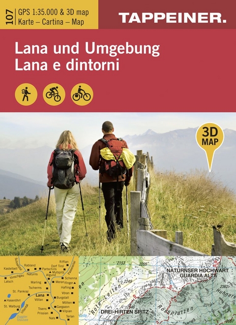 3D- Wanderkarte Lana und Umgebung - 