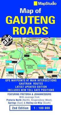 Roads of Gauteng street map -  Map Studio