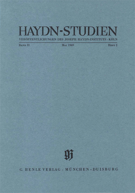 Haydn-Studien. Veröffentlichungen des Joseph Haydn-Instituts, Köln. Band II, Heft 2, Mai 1969 - Boris Steinpreß, Günter Thomas, Georg Feder