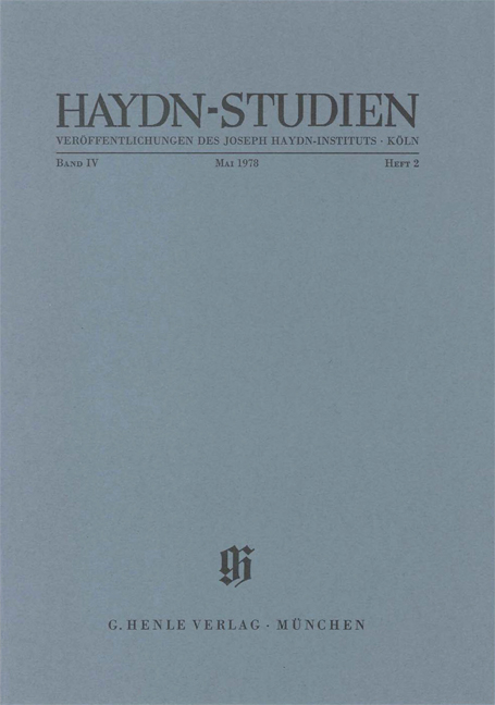 Haydn-Studien. Veröffentlichungen des Joseph Haydn-Instituts Köln. Band IV, Heft 2, Mai 1978 - Stephen C. Fisher, Rudolph Angermüller, Otto Biba, Gudrun Henneberg, Rita Benton, Günter Thomas