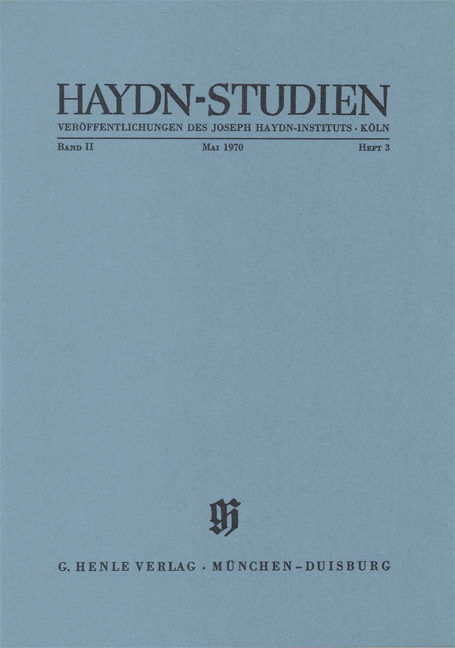 Haydn-Studien. Veröffentlichungen des Joseph Haydn-Instituts Köln. Band II, Heft 3, Mai 1970 - Leopold Nowak, Irmgard Becker-Glauch