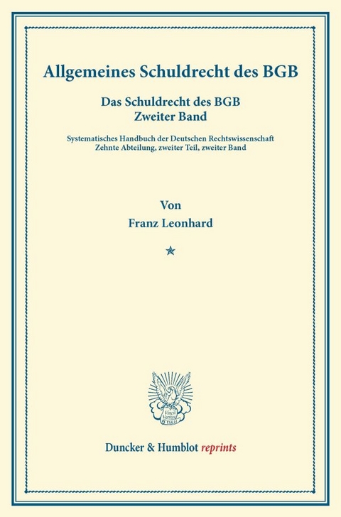 Besonderes Schuldrecht des BGB. - Franz Leonhard