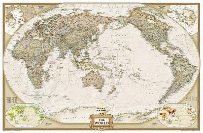 World Executive, Pacific Centered, Enlarged & Tubed - National Geographic Maps