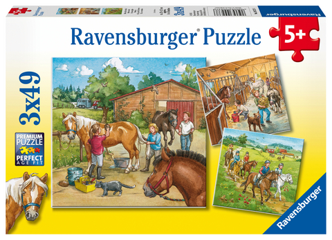 Ravensburger Kinderpuzzle - 09237 Mein Reiterhof - Puzzle für Kinder ab 5 Jahren, mit 3x49 Teilen