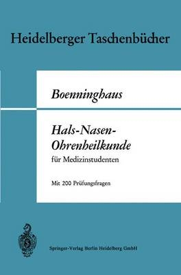 Hals-Nasen-Ohrenheilkunde Fur Medizinstudenten - Hans-G Boenninghaus