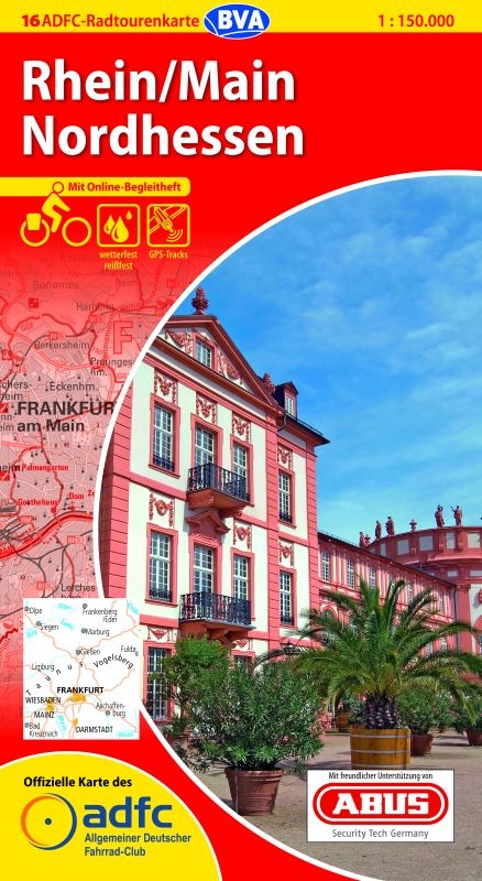 ADFC-Radtourenkarte 16 Rhein/Main Nordhessen 1:150.000, reiß- und wetterfest, GPS-Tracks Download und Online-Begleitheft