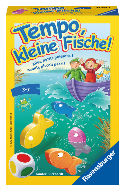 Ravensburger 23334 - Tempo, kleine Fische, Mitbringspiel für 1-6 Spieler, Kinderspiel ab 3 Jahren, kompaktes Format, Reisespiel, Brettspiel - Günter Burkhardt