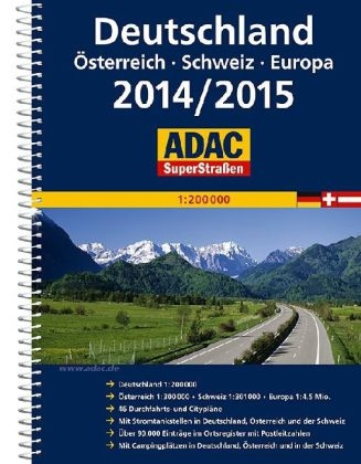 ADAC SuperStraßen Deutschland, Österreich, Schweiz & Europa 2014/2015 1:200 000