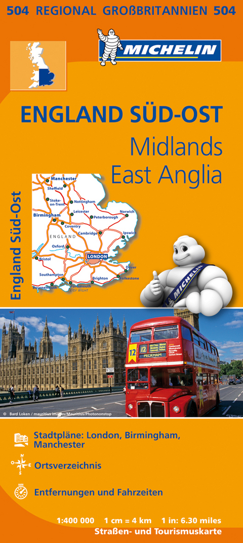 Michelin Karte England Süd-Ost, Midlands, East Anglia. South East England, Midlands, East Anglia