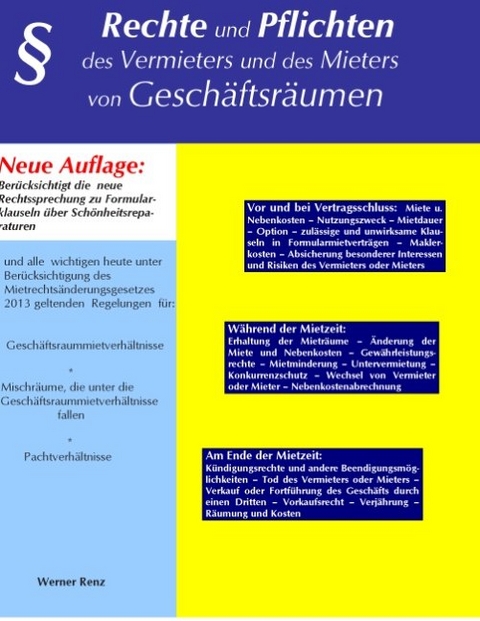 Rechte und Pflichten des Vermieters und des Mieters von Geschäftsräumen - Werner Renz