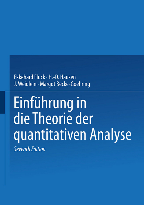 Einführung in die Theorie der quantitativen Analyse - E. Fluck, M. Becke-Goehring