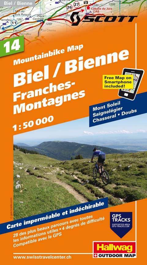 Hallwag Mountainbike-Karte 14 Biel / Bienne 1:50.000