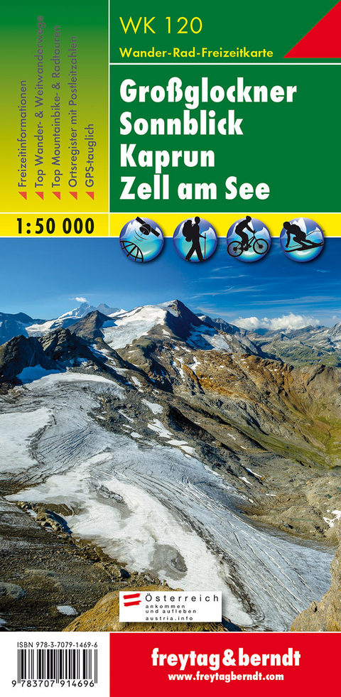 Großglockner - Sonnblick - Kaprun - Zell am See, Wanderkarte 1:50.000, WK 120