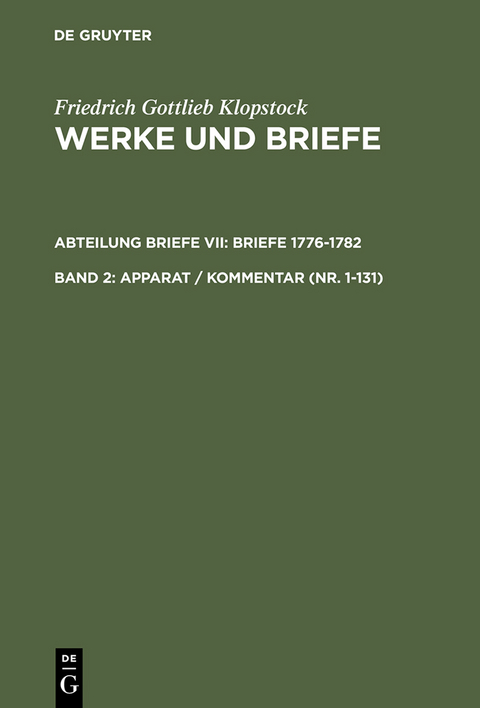 Apparat / Kommentar (Nr. 1-131) - Friedrich Gottlieb Klopstock