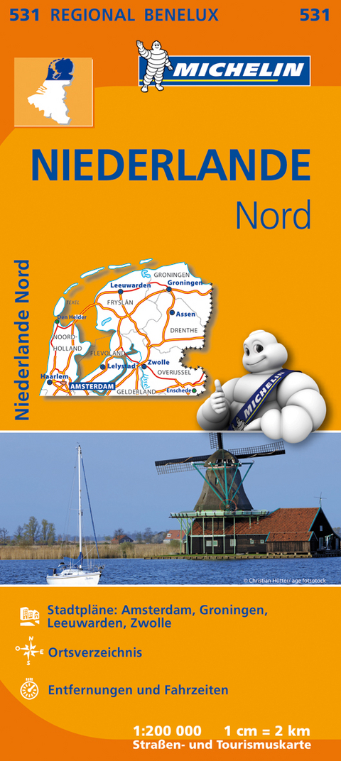 Michelin Karte Niederlande Nord. Noord-Nederland, Pays-Bas Nord