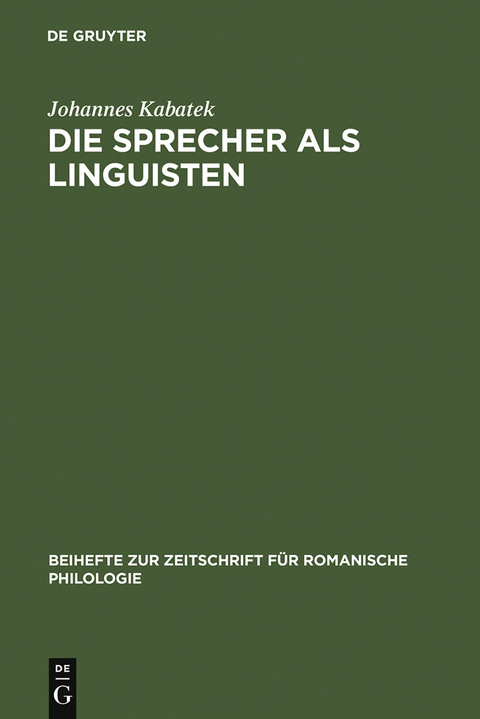 Die Sprecher als Linguisten - Johannes Kabatek