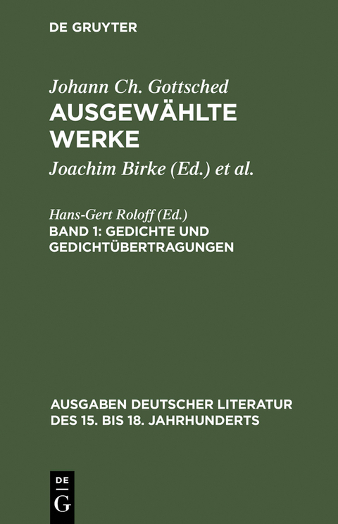 Gedichte und Gedichtübertragungen - Johann Christoph Gottsched