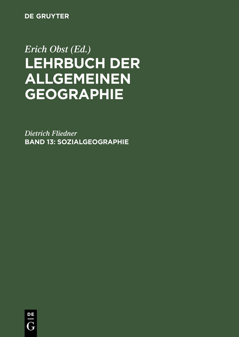 Sozialgeographie - Dietrich Fliedner