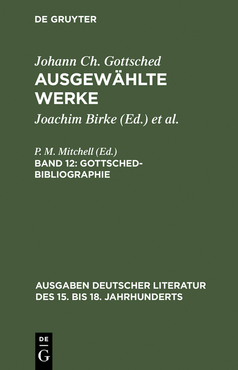 Gottsched-Bibliographie - Johann Christoph Gottsched