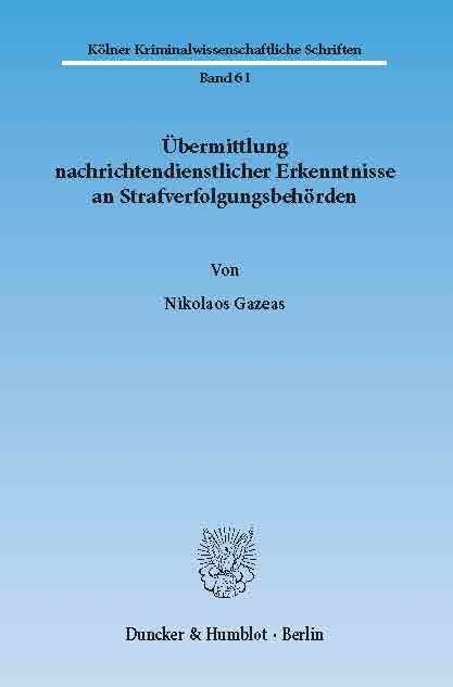 eBook: Übermittlung nachrichtendienstlicher Erkenntnisse an… von